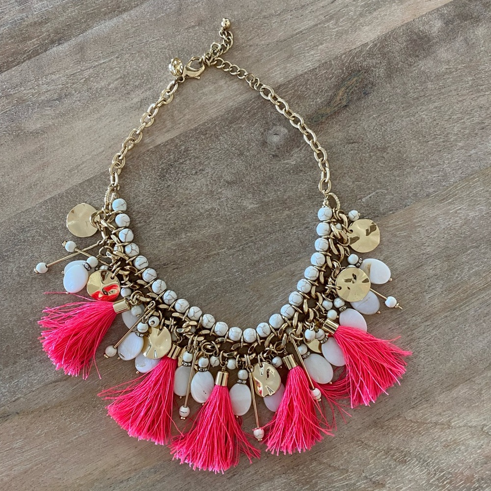 Lilly Pulitzer Pink tassel and Pearl necklace